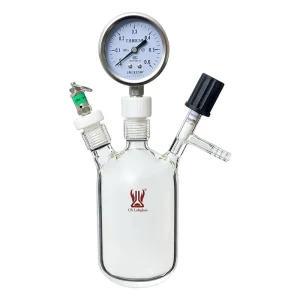 CS Labglass Vacuum reaction flask, With vacuum gauge and pressure relief valve, Pressure-resistant bottle, Heavy wall, Borosilicate glass, CS-ZH15